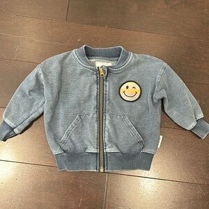 Huxbaby Blue Retro Pocket Track Jacket Rainbow Smiley Size 12-18 Months